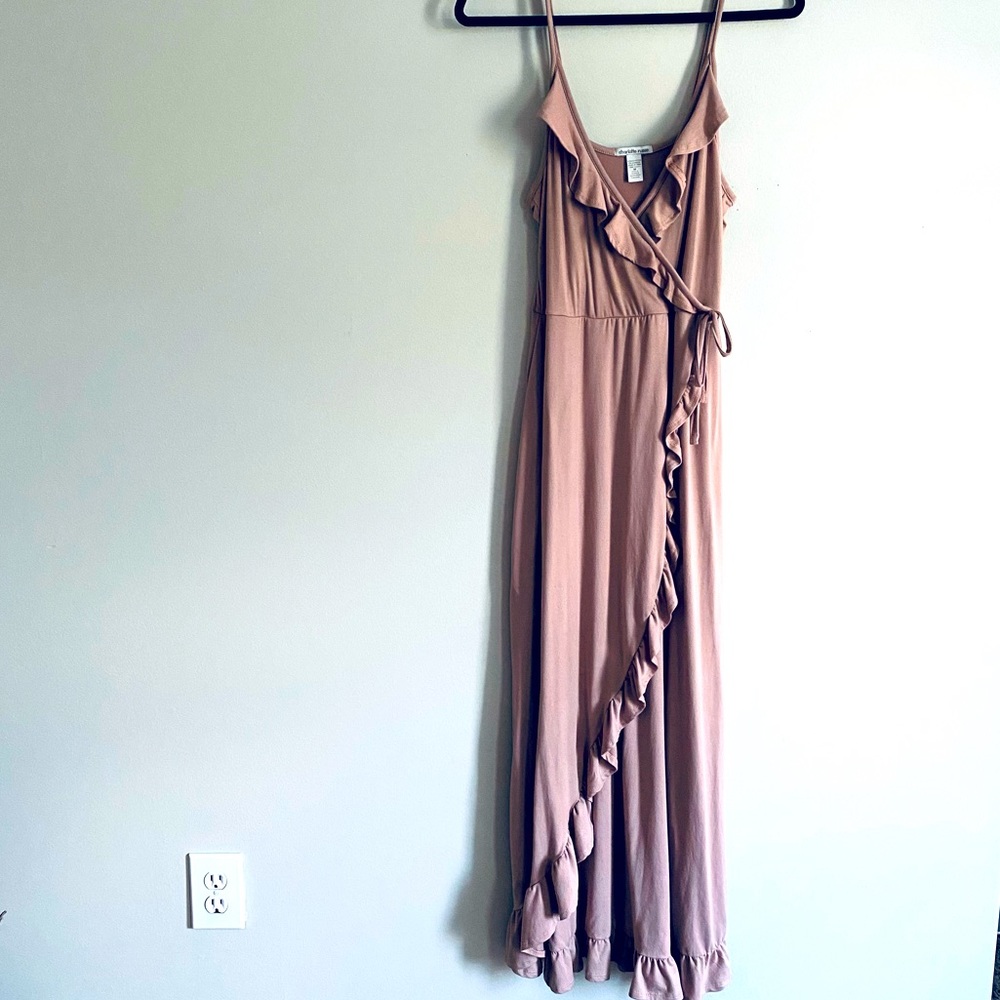 Charlotte Russe Women's Mauve Pink Tank Top Maxi Dress with Ruffles Size Medium